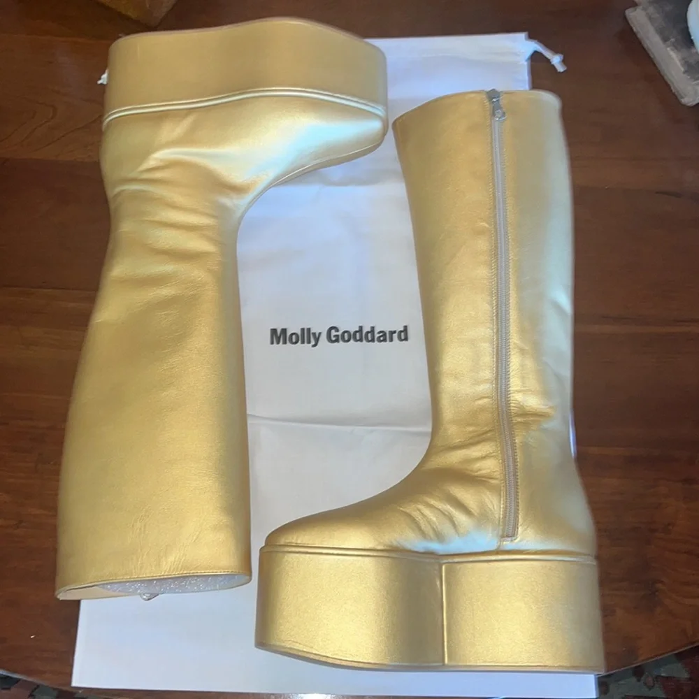 MOLLY GODDARD Athena 90mm Metallic Platform Boots
